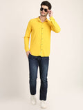 Men Solid Yellow Slim Fit Shirt