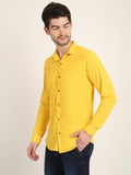 Men Solid Yellow Slim Fit Shirt