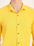 Men Solid Yellow Slim Fit Shirt