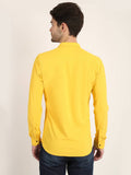 Men Solid Yellow Slim Fit Shirt