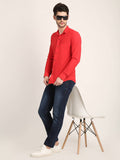 Men Solid Red Slim Fit Shirt