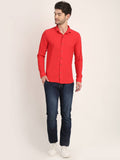 Men Solid Red Slim Fit Shirt