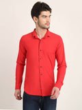 Men Solid Red Slim Fit Shirt