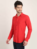 Men Solid Red Slim Fit Shirt