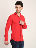 Men Solid Red Slim Fit Shirt Colvynharris Jeans