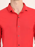 Men Solid Red Slim Fit Shirt