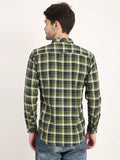 Men Checkered Dark Green Casual Slim Fit Shirt