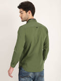 Men Solid Olive Casual Slim Fit Shirt
