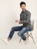 Men Checkered Black Casual Slim Fit Shirt