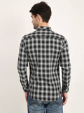 Men Checkered Black Casual Slim Fit Shirt