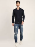 Men Solid Black Slim Fit Shirt