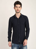 Men Solid Black Slim Fit Shirt