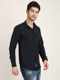 Men Solid Black Slim Fit Shirt