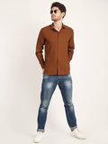 Men Solid Tan Casual Slim Fit Shirt