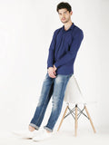 Men Solid Blue Stretchable Slim Fit Shirt