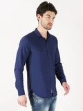 Men Solid Blue Stretchable Slim Fit Shirt