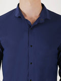 Men Solid Blue Stretchable Slim Fit Shirt Colvynharris Jeans