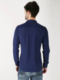 Men Solid Blue Stretchable Slim Fit Shirt