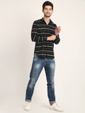 Men Printed Black Casual Slim Fit Shirt