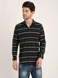 Men Printed Black Casual Slim Fit Shirt