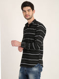 Men Printed Black Casual Slim Fit Shirt