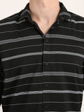 Men Printed Black Casual Slim Fit Shirt