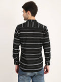 Men Printed Black Casual Slim Fit Shirt