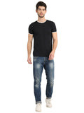 Men's Black Printed Round Neck T-Shirt