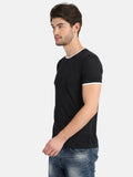 Men's Black Printed Round Neck T-Shirt