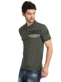Men's Green Digital Printed Polo T-Shirt