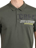 Men's Green Digital Printed Polo T-Shirt Seventy7