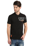 Men's Black Digital Printed Polo T-Shirt
