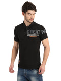 Men's Black Digital Printed Polo T-Shirt