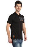 Men's Black Digital Printed Polo T-Shirt