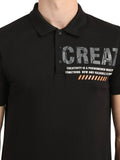 Men's Black Digital Printed Polo T-Shirt