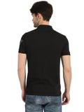 Men's Black Digital Printed Polo T-Shirt