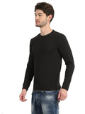 Men's Black Full Sleeve Textured T-Shirt Seventy7
