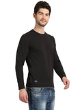 Men's Black Full Sleeve Textured T-Shirt