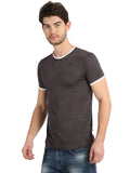Men's Grey Printed Round Neck T-Shirt