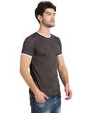 Men's Grey Printed Round Neck T-Shirt Seventy7