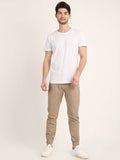Beige Dobby Joggers