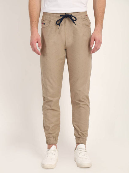 Beige Dobby Joggers