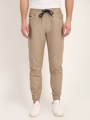 Beige Dobby Joggers