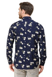 COLVYNHARRIS JEANS Men Casualwear Full Sleeve Slim Fit Shirt Collar Floral Print Navy Blue Luxury Shirt