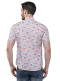 COLVYNHARRIS JEANS Men Casualwear Half Sleeve Slim Fit White Floral Print Shirt