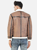Colvyn Harris Men Regular Fit Full Fur Lining Faux Leather Brown Jacket