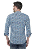 COLVYNHARRIS JEANS Men Casualwear Full Sleeve Slim Fit Printed Shirt Sky Blue
