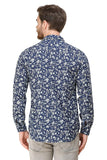 COLVYNHARRIS JEANS Men Casualwear Full Sleeve Slim Fit Shirt Collar Floral Print Blue Luxury Shirt