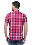 COLVYNHARRIS JEANS Men Casualwear Half Sleeve Slim Fit Magenta Check Shirt