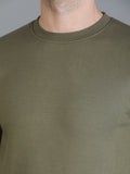 Colvyn Harris Cotton Fleece Crew Neck Olive Sweatshirt for Men